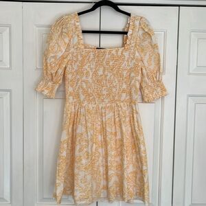 1. State yellow Puff Sleeve Sundress